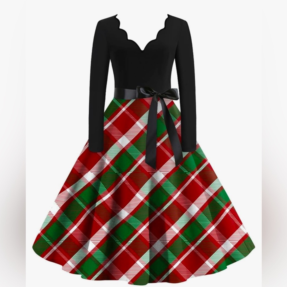 Christmas Dress for Women Long Christmas Print Dress